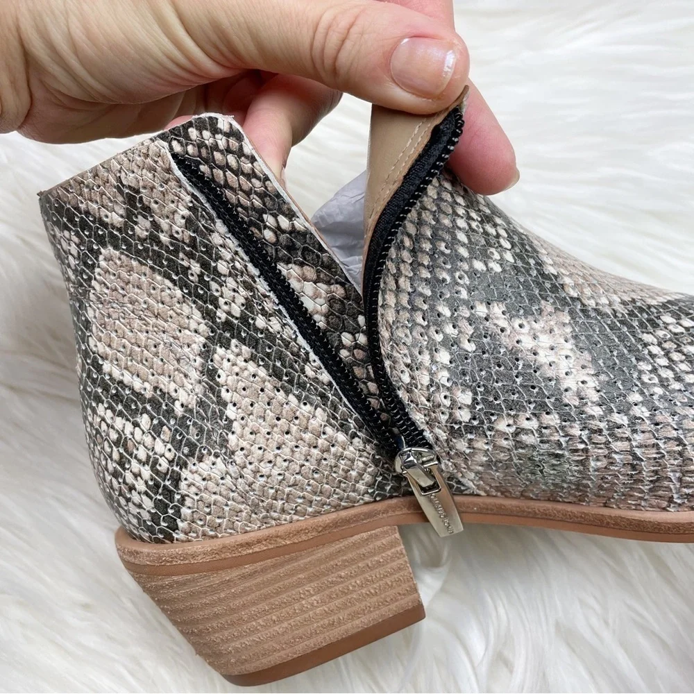 New Vince Camuto Arendara Snake Print Leather Booties in Warm Roccia